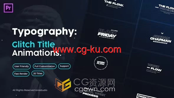 Glitch Titles PR模板下载20个故障特效文字标题视频字幕的图片1
