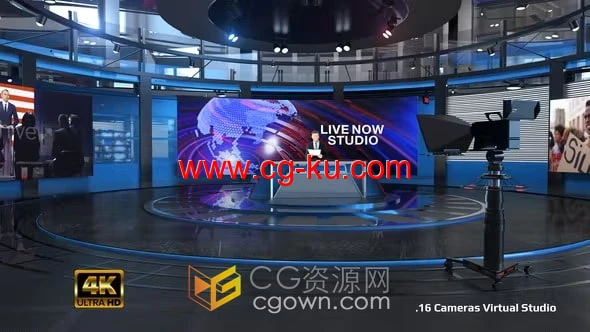 4K分辨率新闻虚拟演播室16组镜头不同角度-AE模板下载的图片1