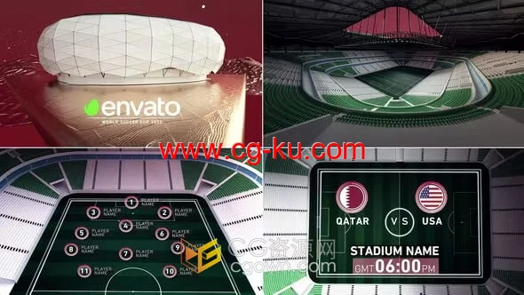 2022年世界足球卡塔尔教育城体育场宣传片头AE模板的图片1