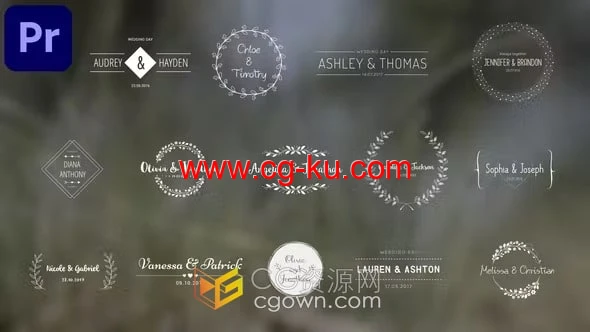 PR模板-优雅复古时尚可爱的婚礼标题现代婚礼视频开场白的图片1