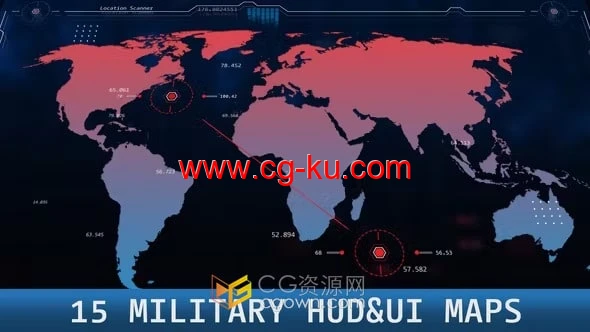 AE模板-15个军事HUD UI 动画地图数字网络高科技军事新闻介绍包装的图片1