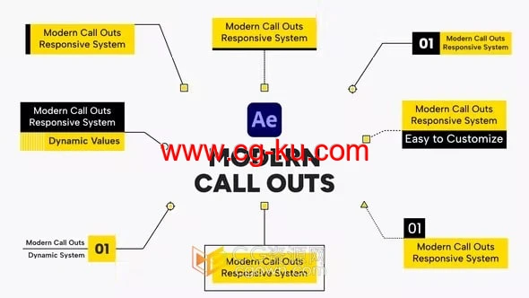 Modern Call Outs 18种响应式线条呼出标题细节脚注引用文本AE模板的图片1