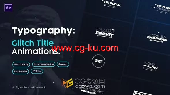 AE模板-现代文本标题动画故障失真视频字幕效果Glitch Titles的图片1