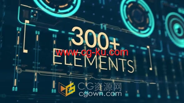 PR模板-超过300个HUD科技元素Fusion HUD Pack的图片1