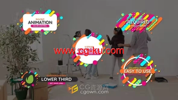 AE模板-彩色线条标题和屏幕下沿字幕条制作儿童视频文本动画的图片1