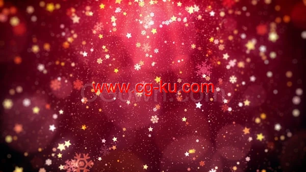 雪花金色星星落下粒子动画喜庆圣诞节背景视频素材的图片1