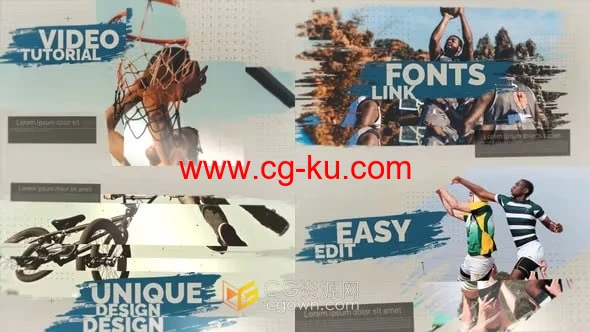 AE模板-笔刷故障动画世界杯赛事体育运动开场白城市宣传片头的图片1