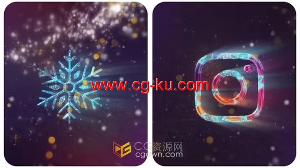 AE片头模板-魔法粒子金色明亮雪花演绎圣诞气氛标志动画的图片1