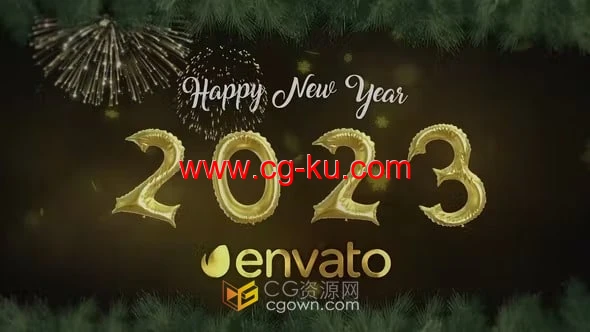AE模板-铝膜数字气球展示2023新年祝福片头的图片1