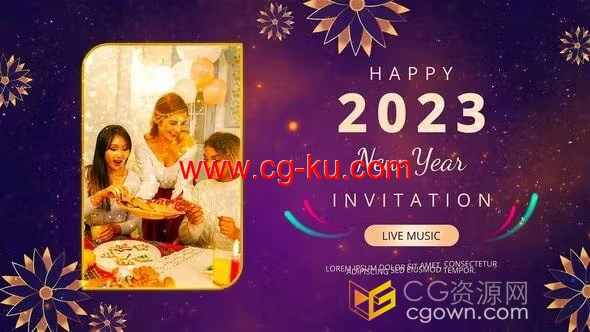 2023新年视频相册金色闪光粒子动画喜庆节日庆典元素-AE模板的图片1
