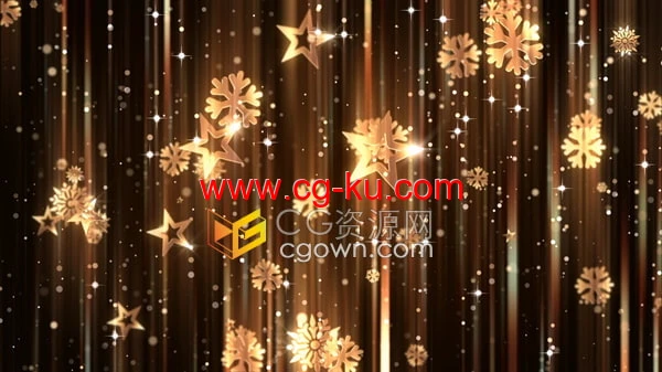 非常炫目的金光灿灿星星雪花坠落动画元素背景视频素材下载的图片1