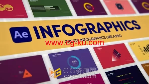 Infographics 290种AE模板信息图表动画场景饼图柱形图条形图的图片1