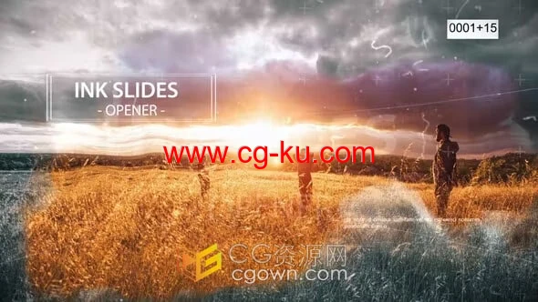 PR模板水墨遮罩照片相册幻灯片开场视频动画套用的图片1