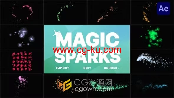 24组魔法火花闪光粒子特效动画元素-AE与PR模板下载的图片1