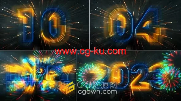 2023年新年快乐倒计时元旦倒数开场片头视频-AE模板的图片1