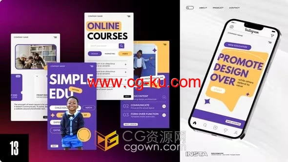 在线课程培训班介绍宣传广告短视频制作AE模板套用的图片1