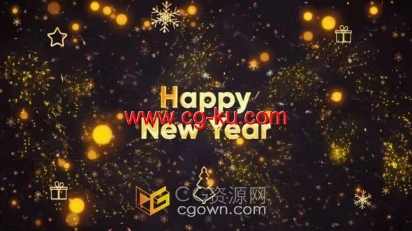 五颜六色烟花闪闪发光粒子金色数字效果倒数开场视频-AE模板的图片1