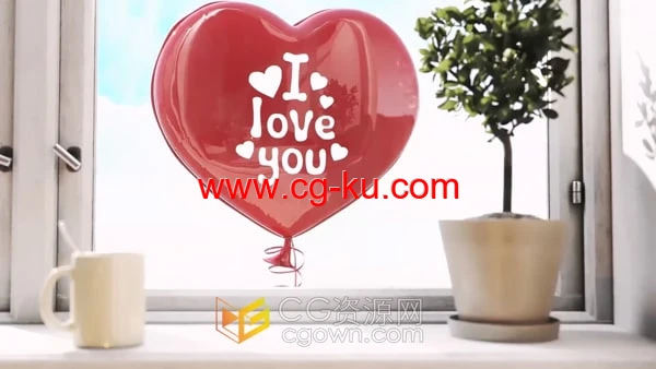 Love动画3D气球Photo Album爱情婚礼相册视频-AE模板的图片1