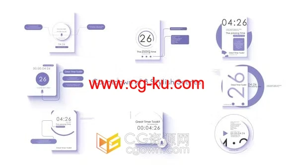 8种样式设计倒数计时器动画AE模板套用的图片1