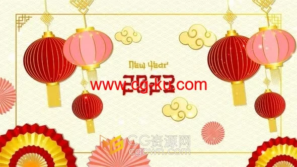 中国2023新年兔生肖春节喜庆开场视频片头-AE模板的图片1