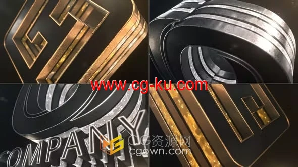 3D金色和银色LOGO三维动画特效片头视频-AE模板的图片1
