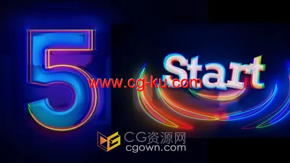 赛博朋克玻璃发光数字十秒倒数动画开场视频-AE模板的图片1