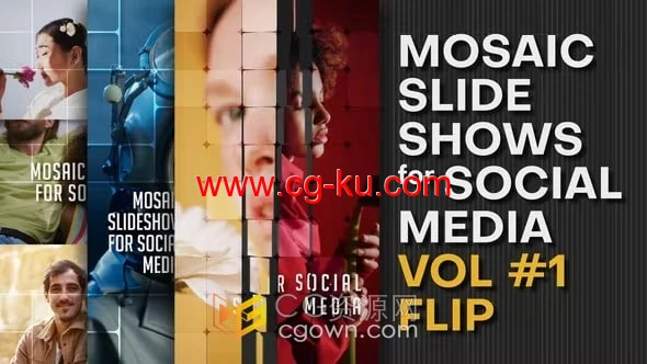 4套共24种效果社交媒体马赛克动画照片幻灯片短视频-AE模板的图片1