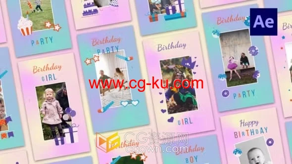 16套儿童生日快乐短视频AE模板使用的图片1