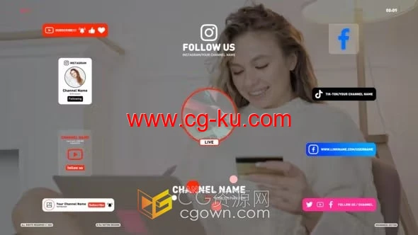 现代社交媒体图标动画视频字幕文字标题设计-AE模板的图片1