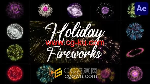 元旦新年春节庆祝烟花特效素材20种效果-AE模板下载的图片1