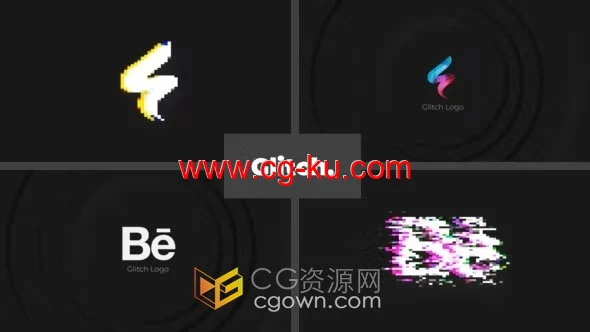 4K分辨率像素化故障特效LOGO动画视频-AE模板的图片1