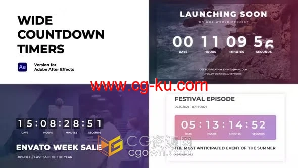 8组设计倒数计时器动画效果制作AE模板下载的图片1