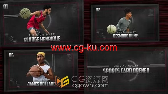 卡片式介绍运动员球星团队宣传推广视频动画-AE模板的图片1