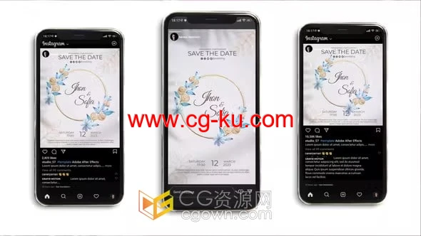 短视频介绍婚礼请柬动画效果AE模板套用的图片1