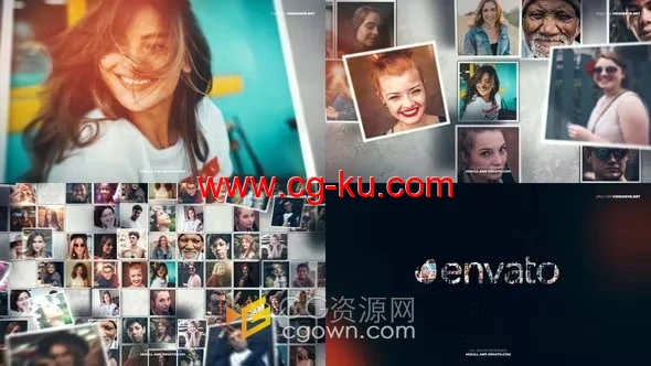 视频墙马赛克照片排版动画开场视频片头效果-AE模板的图片1