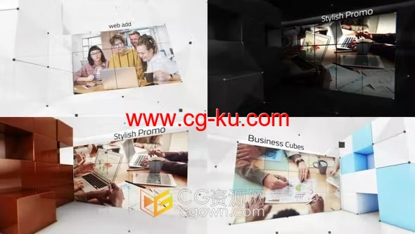立方体图形场景商业幻灯片公司宣传介绍视频动画-AE模板的图片1