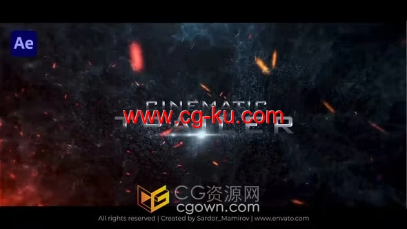 电影预告片AE模板套用耀斑火花特效宣传标题动画的图片1