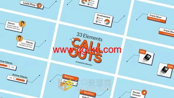 33种卡通呼叫指示线标注介绍文字标题动画AE模板的图片1