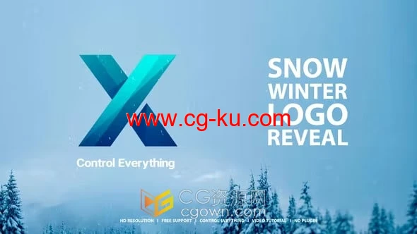 雪花粒子特效汇聚成LOGO动画效果视频-AE模板的图片1