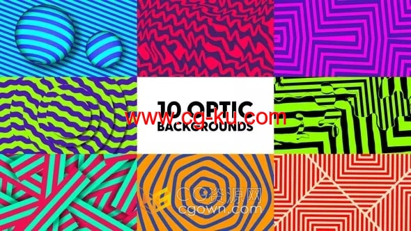 10组几何条纹图形动画背景视频效果制作AE模板的图片1