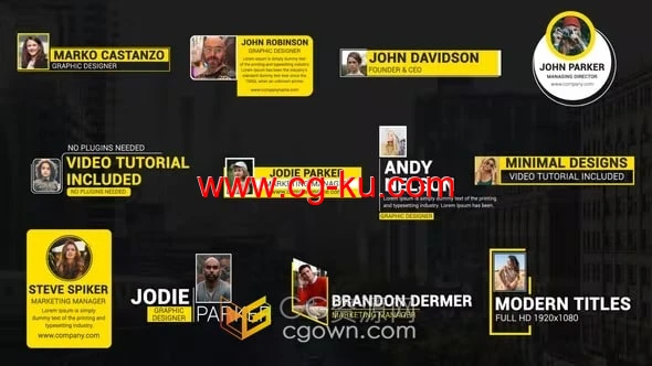 12组设计带头像照片字幕条卡片介绍动画-AE模板的图片1