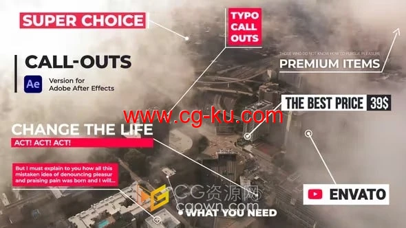 Call-Outs AE模板30个标注呼出指线介绍文字标题动画的图片1