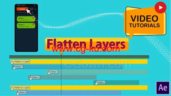 Flatten Layers v2.2.0 AE脚本拼合图层生成PNG代理提高预览速度的图片1