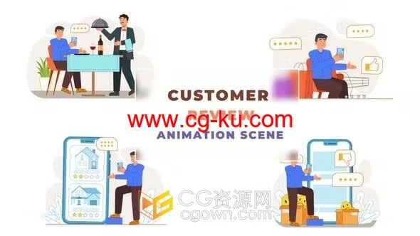 客户评论服务打分介绍动画场景效果-AE模板的图片1