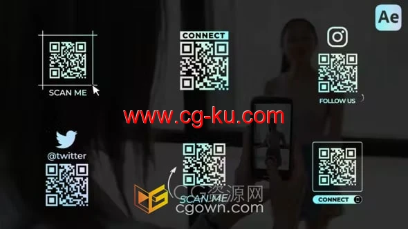 社交媒体平台二维码展示介绍视频动画效果-AE模板的图片1