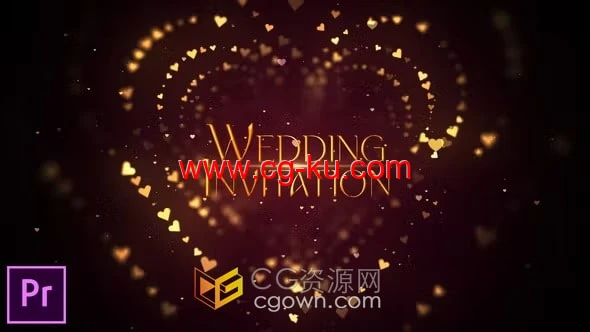 心形场景介绍婚礼请柬开场视频动画-PR模板下载的图片1