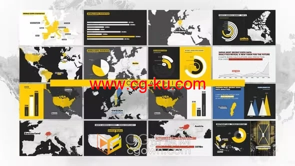 世界地图专业版国家地图信息图表动画制作-AE模板的图片1