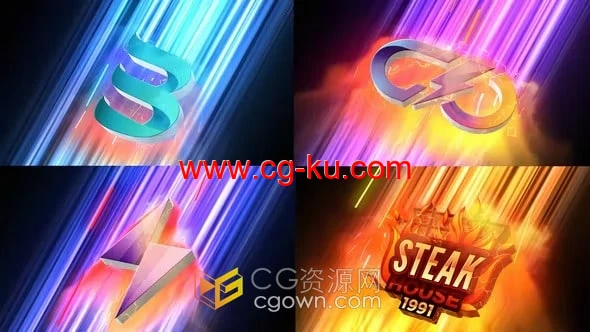 加速霓虹灯发光线条能量特效LOGO视频片头动画-AE模板的图片1