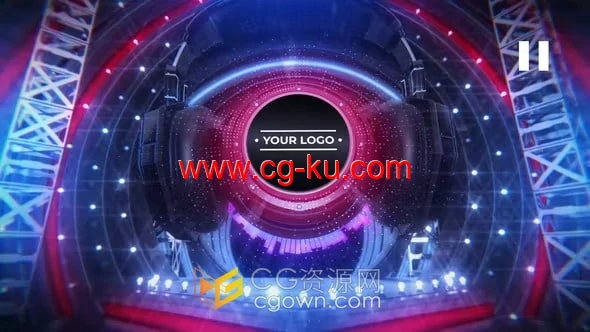 3D场景灯光舞台耳机旋转图形动画音乐活动节目视频片头-AE模板的图片1