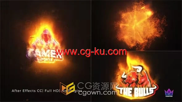 燃烧火焰火花粒子特效LOGO视频动画片头-AE模板的图片1